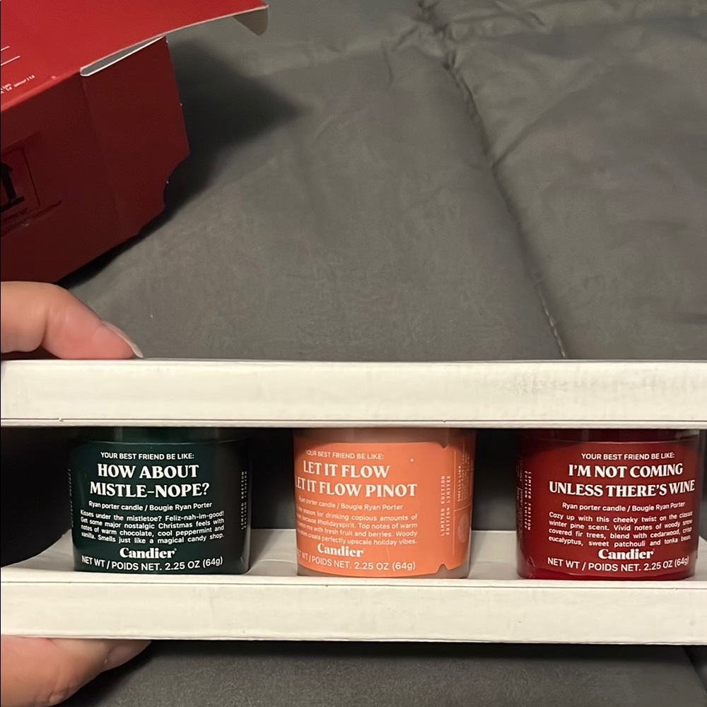 Set of Three Candles - Black, Orange, Red